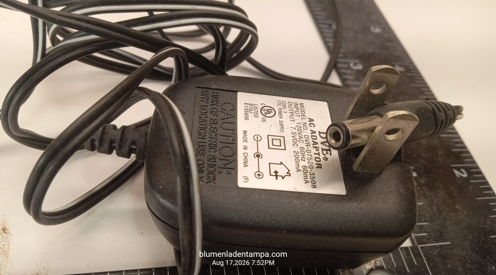 DVE AC Adaptor DVR-07520-3508 Power Supply 7.5VDC 200mA
